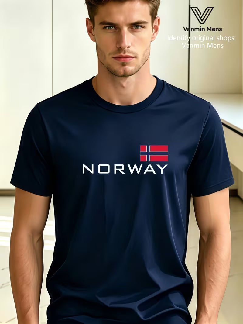 Camisetas Con Estampado De Bandera Noruega - Paquete De 4.