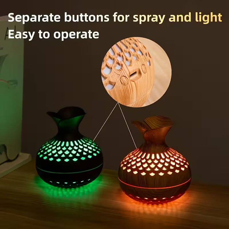 Elegante difusor de aromaterapia de madera con LED de 7 colores