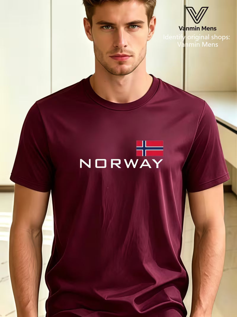 Camisetas Con Estampado De Bandera Noruega - Paquete De 4.
