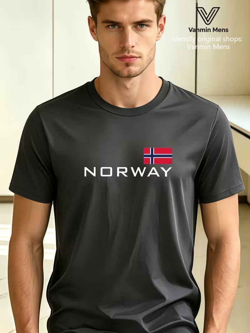Camisetas Con Estampado De Bandera Noruega - Paquete De 4.