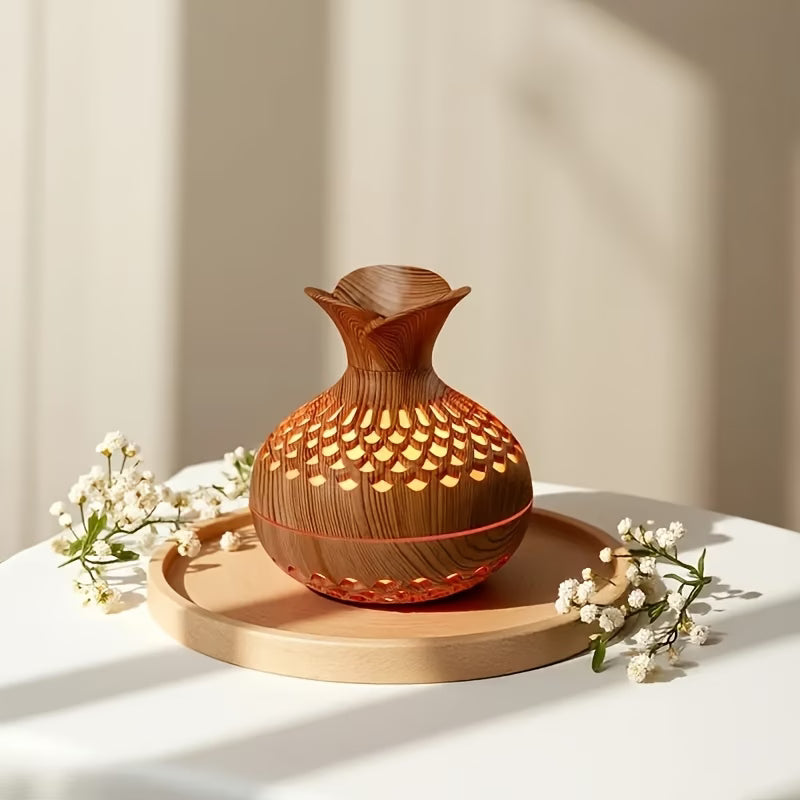 Elegante difusor de aromaterapia de madera con LED de 7 colores