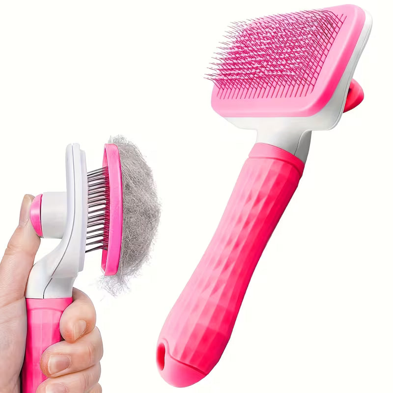 Pet Brush with Self-Cleaning Button