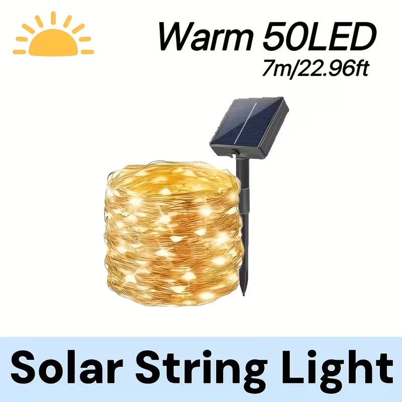 Solcelledrevet kobbertrådslampe