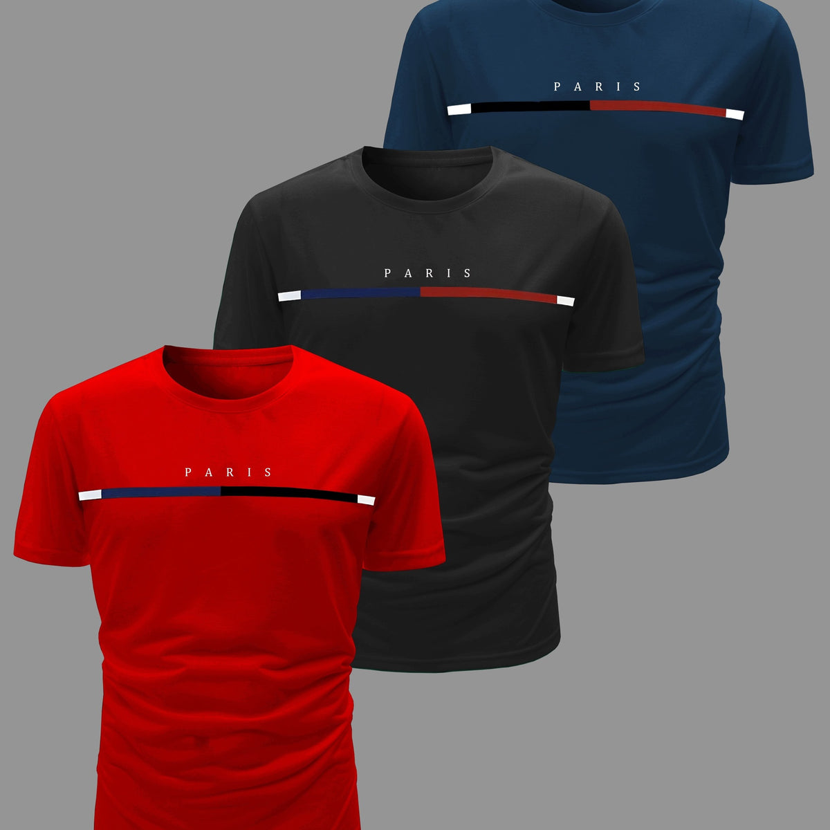 Paris T-Shirts Til Mænd 3 Pak.