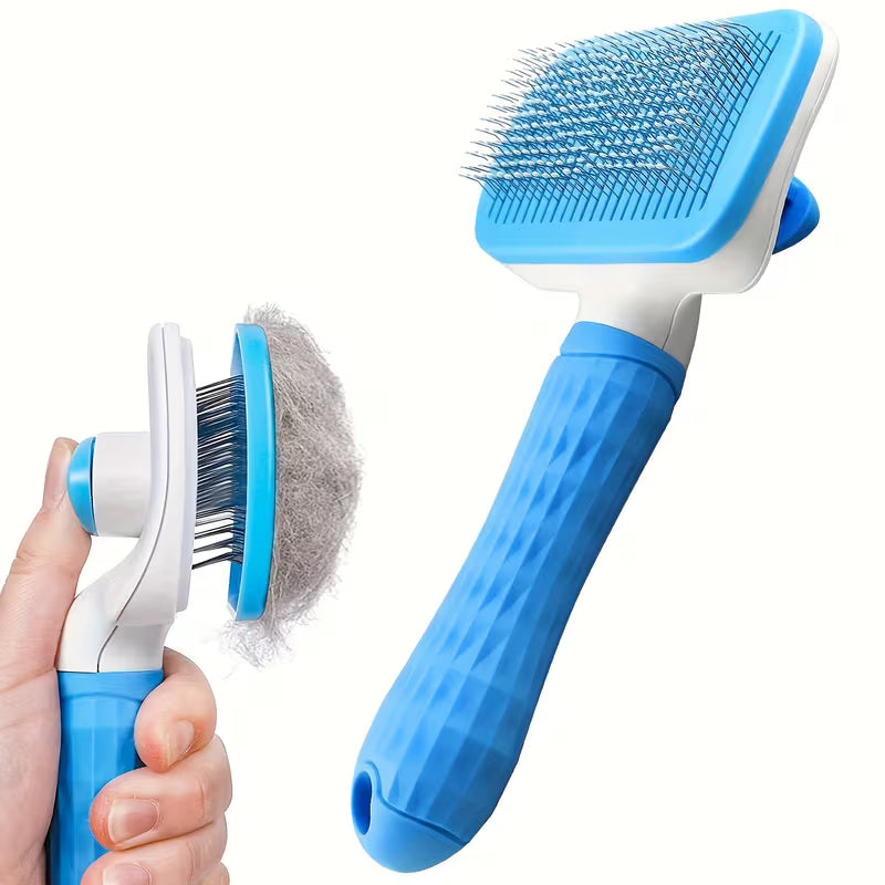 Pet Brush with Self-Cleaning Button
