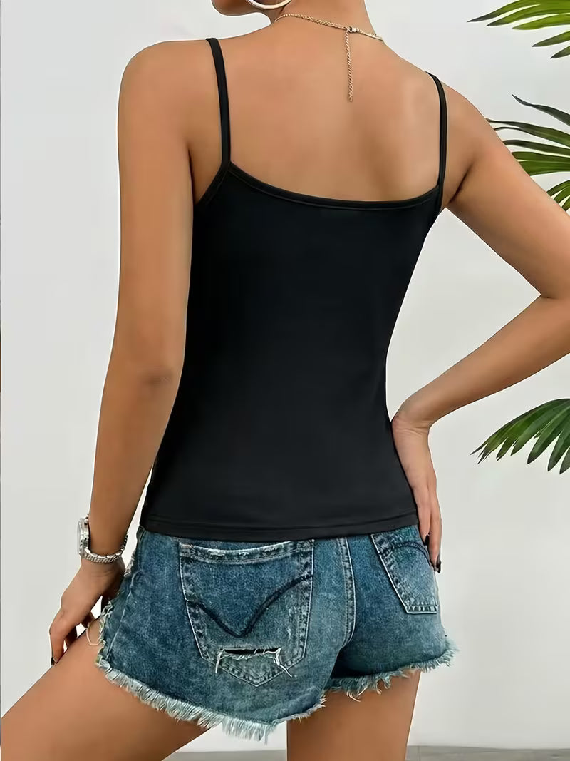 Camiseta sin mangas con ribete de encaje
