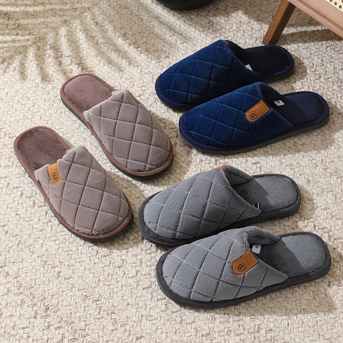 Pantuflas azules de suela dura para hombre