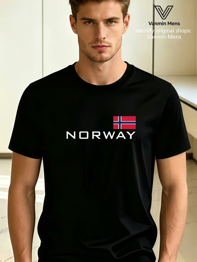 Camisetas Con Estampado De Bandera Noruega - Paquete De 4.