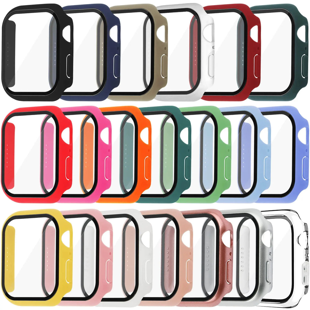 Protector de pantalla de cristal y funda para Apple Watch