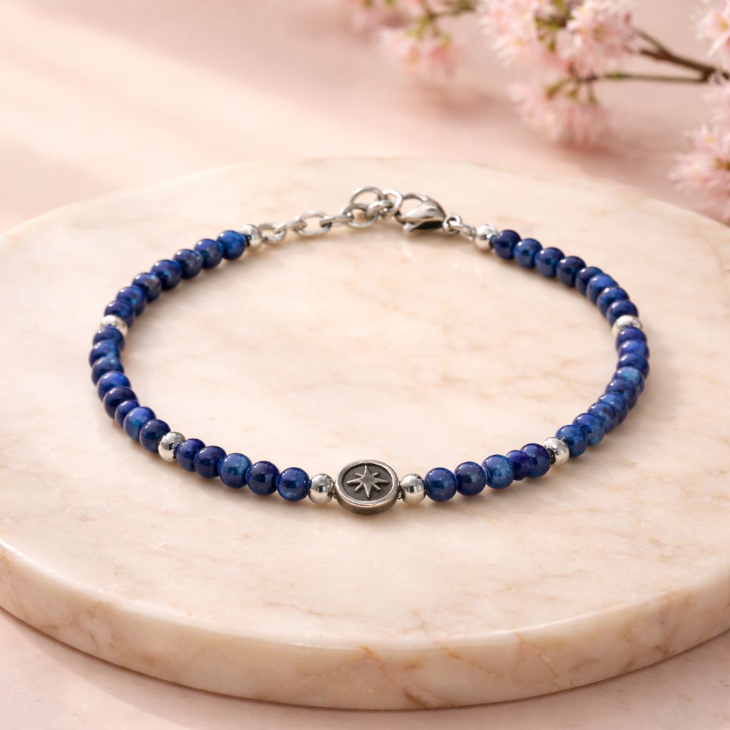Pulsera unisex con bolitas azules