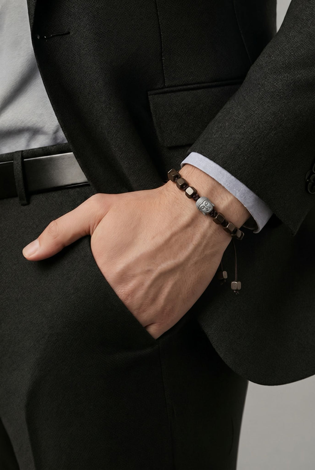 Pulsera de hombre con piedras cúbicas marrones