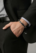 Pulsera de hombre con cuentas de cubo de plata