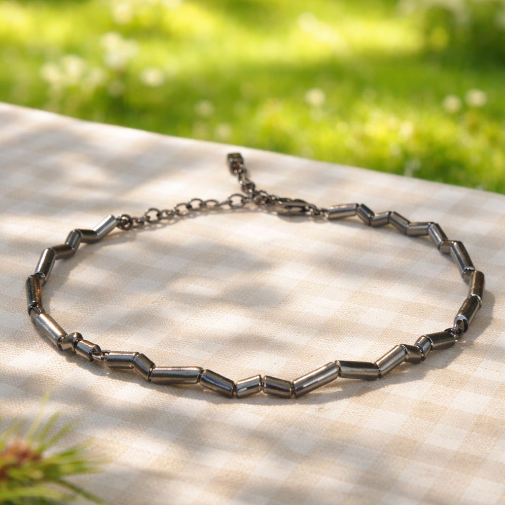 Pulsera Momentum en plata rodiada negra 925