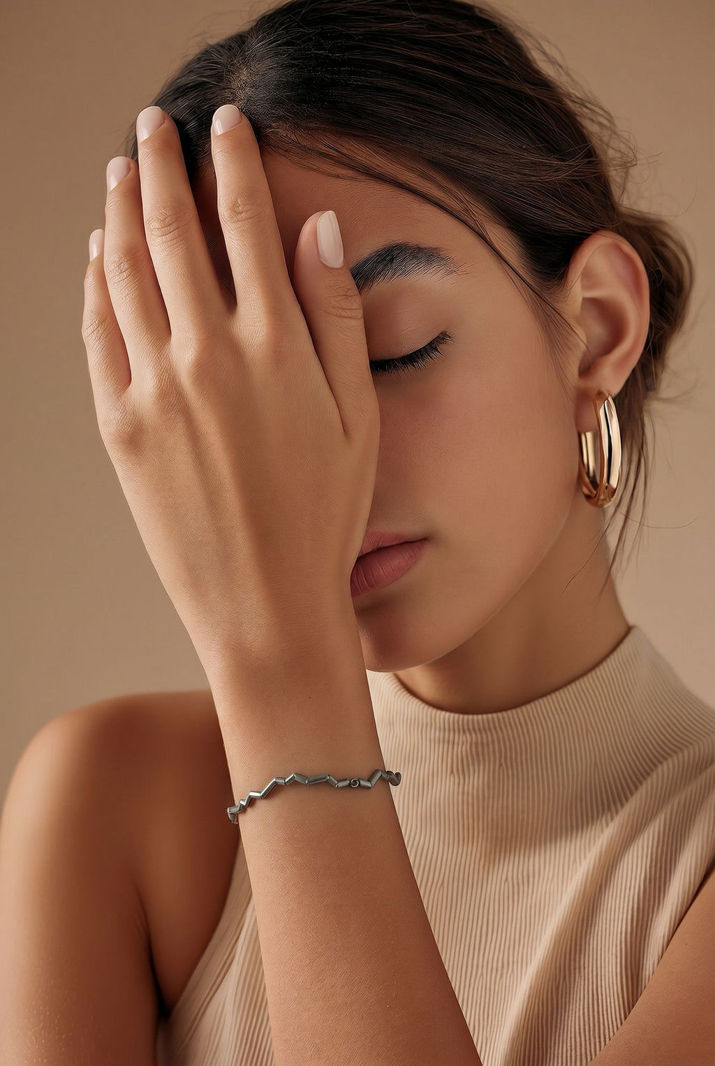 Pulsera Momentum en plata rodiada negra 925