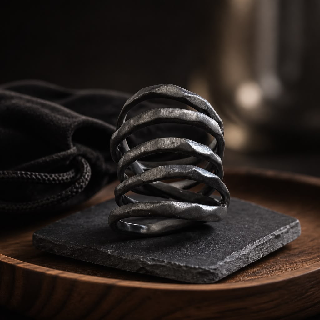 Wille Jewellery Anillo de cinco vueltas de plata rodiada