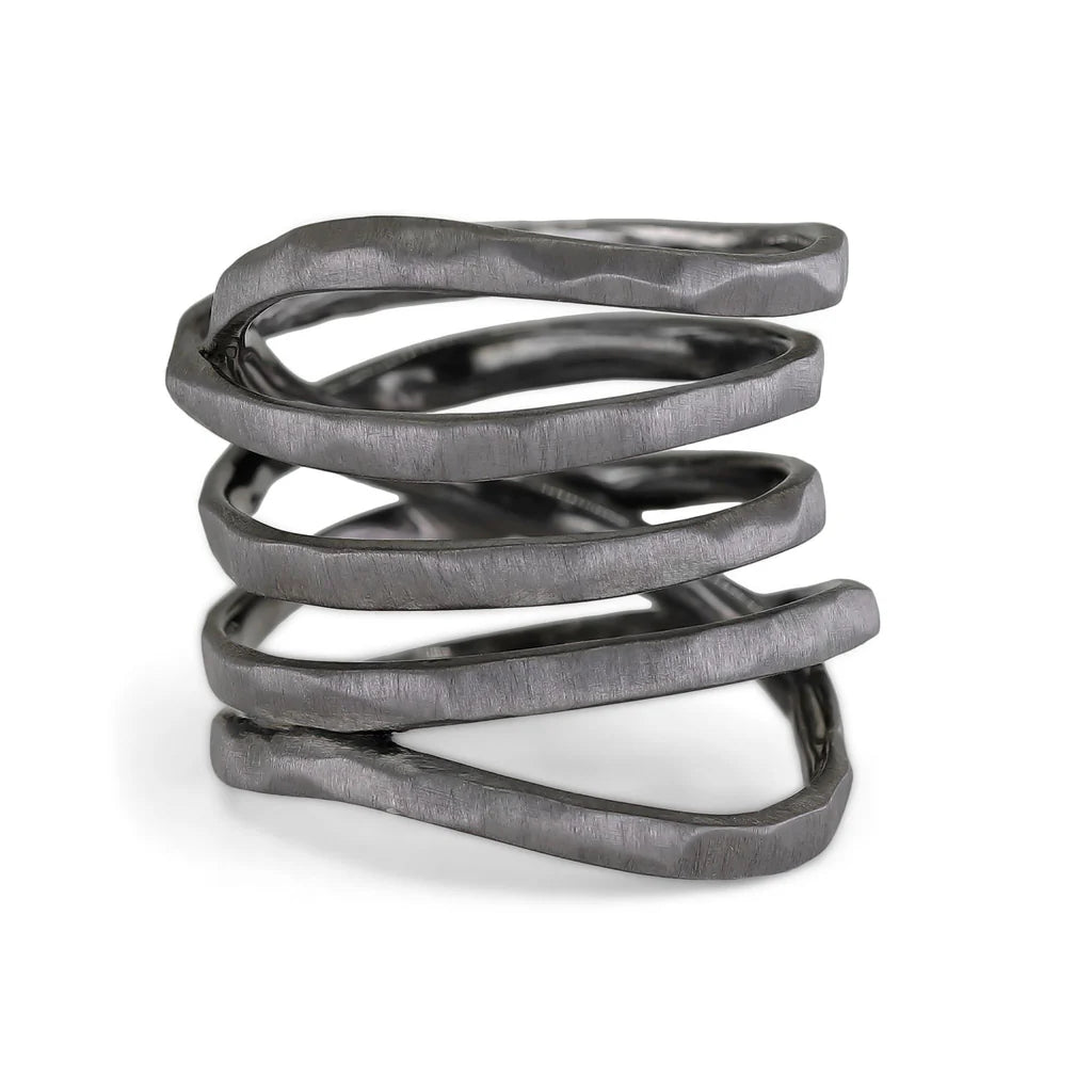 Wille Jewellery Anillo de cinco vueltas de plata rodiada