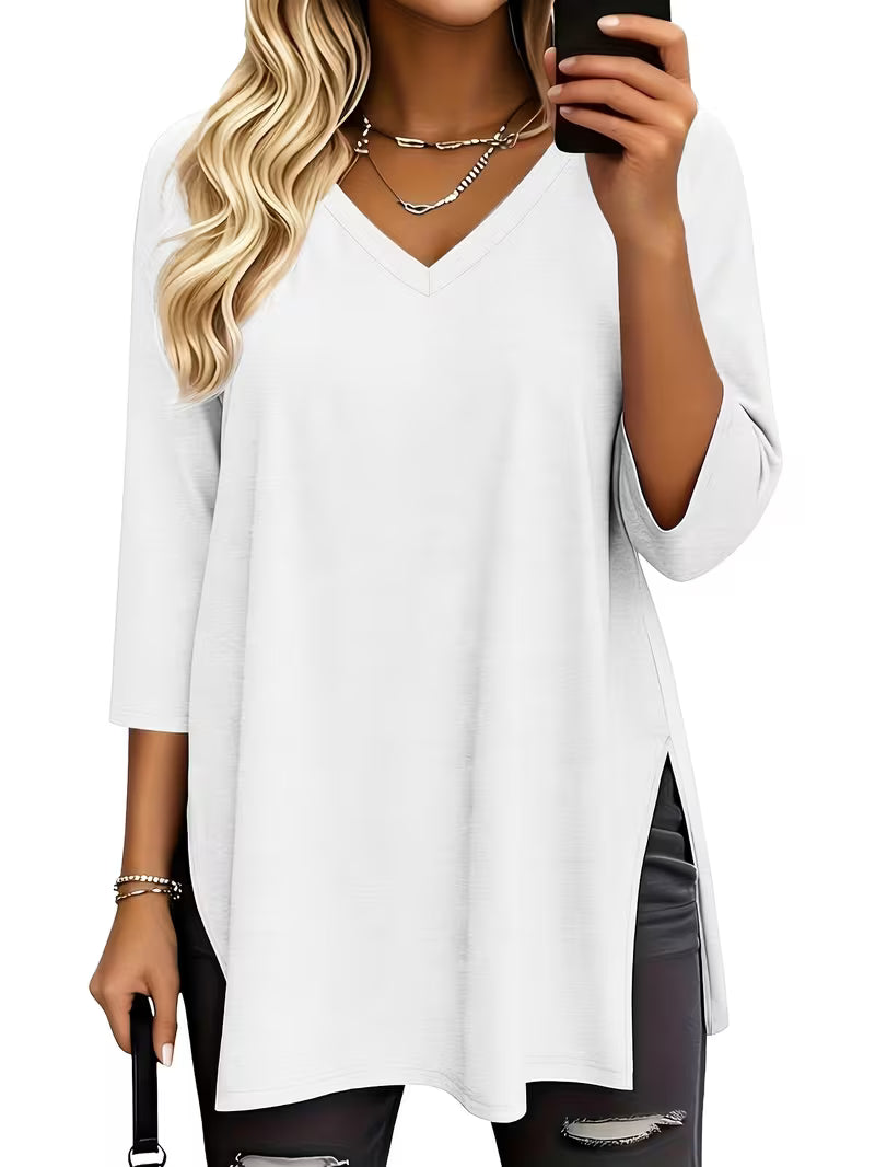 Løs T-shirt med sideslids