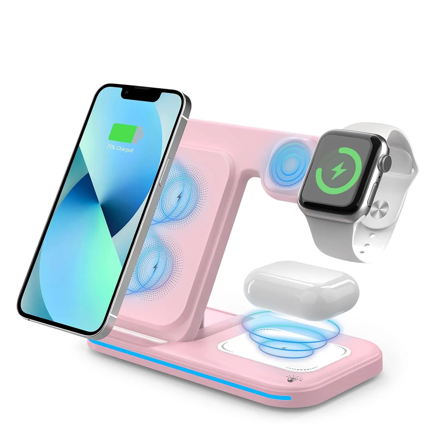 Cargador inalámbrico 3 en 1 para productos Apple "rosa"